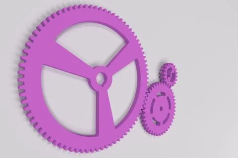 Set of violet gears and cogs on white background Stock Illustration