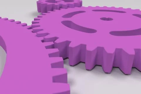 Set of violet gears and cogs on white background Stock Illustration
