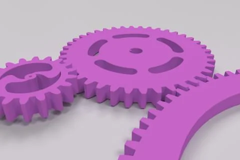 Set of violet gears and cogs on white background Stock Illustration