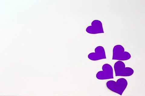Set of violet hearts with flat design on light background Stock Photos