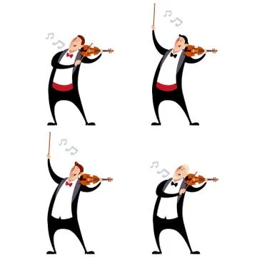 Set of violinistes Stock Illustration