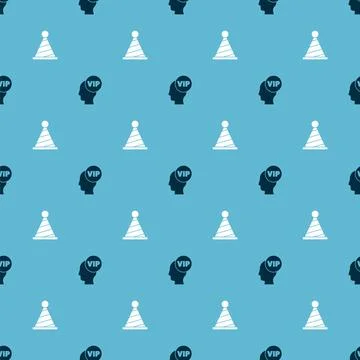 Set Vip inside head and Party hat on seamless pattern. Vector Illustrazione stock