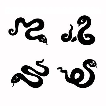 Set of vipers, snakes silhouette vector illustration Stock Illustration
