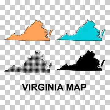 Set of Virginia map shape, united states of america. Flat concept icon vector Illustrazione stock