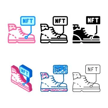 Set virtual blockchain based sneakers color icon vector Stock Illustration