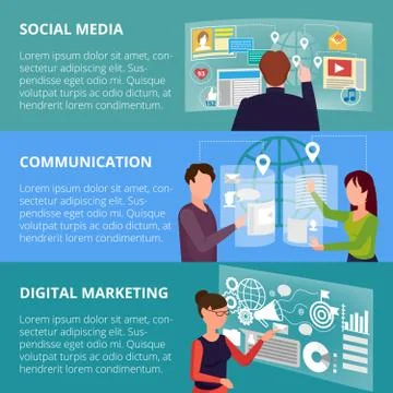 Set of virtual communication concepts Stock Illustration