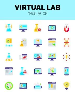 Set of Virtual Lab flat icons for logo &amp; web. Vector illustration Ilustración de archivo