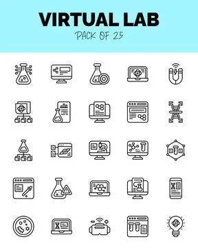 Set of Virtual Lab Lineal icons for logo &amp; web. Vector illustration Stock Illustration