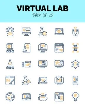 Set of Virtual Lab Two Color icons for logo &amp; web. Vector illustration Stock Illustration