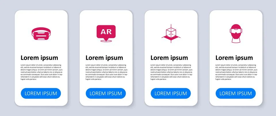 Set Virtual reality glasses, 3d modeling, Augmented AR and . Business Illustrazione stock