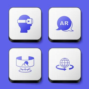 Set Virtual reality glasses, Augmented AR, 360 degree view and 3d modeling icon Stock Illustration