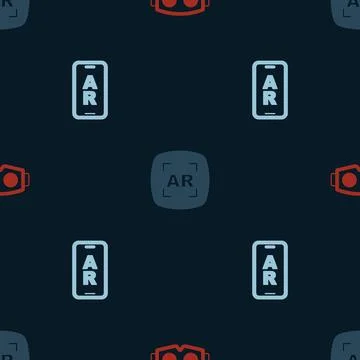 Set Virtual reality glasses, Augmented AR and on seamless pattern. Vector イラスト素材