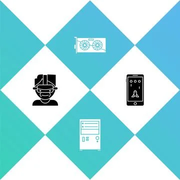 Set Virtual reality glasses, Computer, Video graphic card and Mobile and playing Illustrazione stock