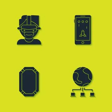 Set Virtual reality glasses, Computer network, Poker table and Mobile and Stock Illustration