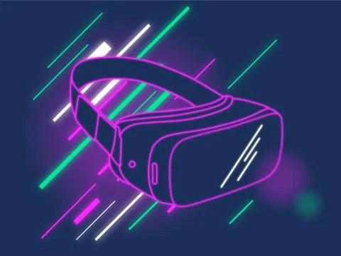 Set of virtual reality Glasses. Neon futuristic style of drawing. Stock Illustration