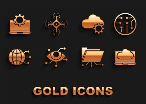 Set Virtual reality, Processor, Cloud technology data transfer and storage Stock Illustration