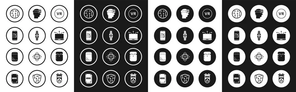 Set Virtual reality, Smartwatch, Mobile and graphic password protection Stock Illustration