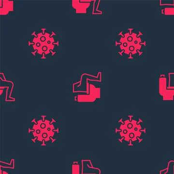 Set Virus and Constipation on seamless pattern. Vector Stock Illustration
