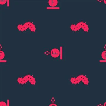 Set Virus and Force of physic formula on seamless pattern. Vector Stock Illustration