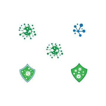 Set Virus Logo Template vector Stock Illustration