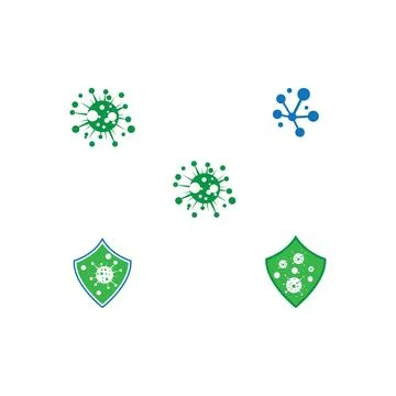 Set Virus Logo Template vector Stock Illustration