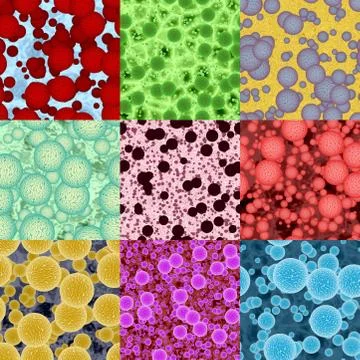 Set of virus seamless generated textures Stock Illustration
