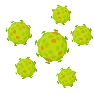 Set of viruses. Green bacteria. Harmful micro-organisms. Stock Illustration