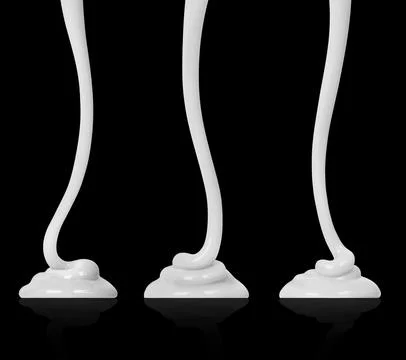Set of viscous white streams on black background Stock Photos