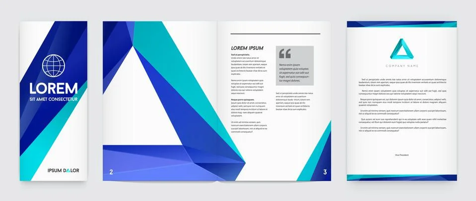 Set of Visual identity with letter logo elements polygonal style Letterhead a Stock Illustration