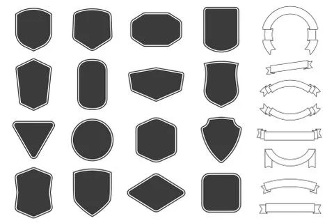 Set of vitage label, badges shape and ribbon baner collections. Vector. Black Illustrazione stock