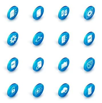 Set Voice assistant, Gamepad, Computer cooler, Processor, SSD card, Virtual イラスト素材