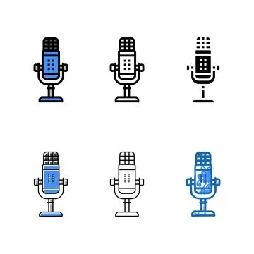 Set voice mic microphone color icon vector Stock Illustration
