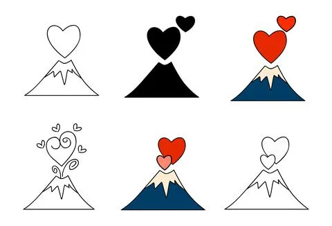 Set of volcano hearts vector Stock Illustration