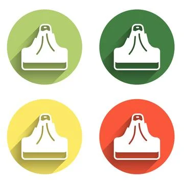 Set Volcano icon isolated with long shadow background. Color circle button... Stock Illustration