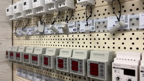 Set Of Voltage Relays In The Store Stock Footage 267725842