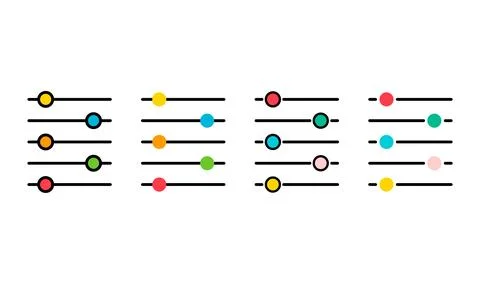 Set of Volume mixer icon, filter sound symbol button, switch sign vector illu Stock Illustration