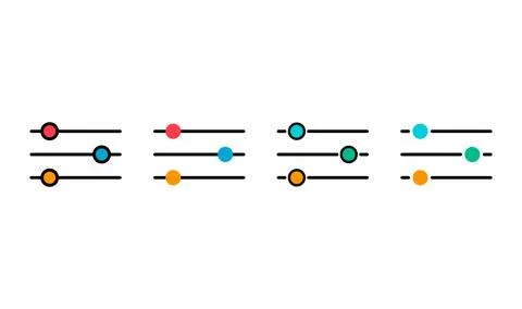 Set of Volume mixer icon, filter sound symbol button, switch sign vector illu Illustrazione stock