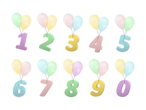Set of volume numbers on balloons Stock Illustration