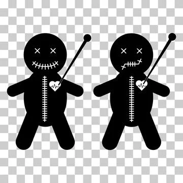 Set of Voodoo doll icon, halloween death toy. Cartoon magic symbol, vector il Stock Illustration
