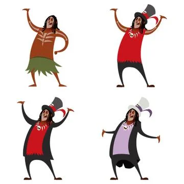 Set of voodoo sorcerers Stock Illustration