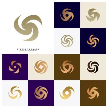 Set of Vortex Logo Design Concept Vector. Hurricane Icon. Tornado Logo Symbol Stock Illustration