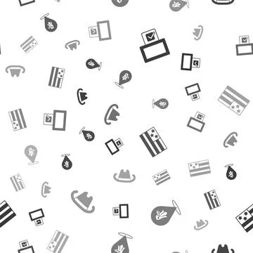 Set Vote box, Eagle, American flag and Western cowboy hat on seamless pattern Stock Illustration