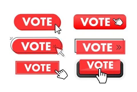 Set of Vote button. Hand pointer clicking. Vote web buttons 스톡 일러스트