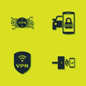 Set VPN with microchip circuit, Digital door lock wireless, Shield and Smart  Stock Illustration