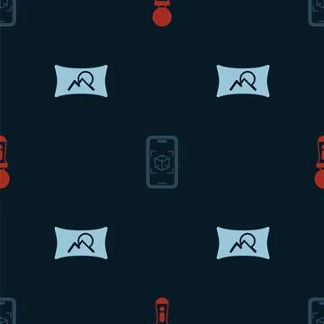 Set VR controller game, 3d modeling and Wide angle picture on seamless pattern Stock Illustration