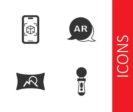 Set VR controller game, 3d modeling, Wide angle picture and Augmented reality AR Illustrazione stock