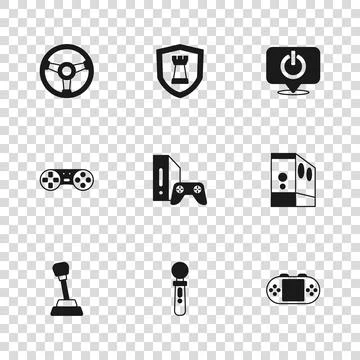 Set VR controller game, Case of computer, Portable video console, Game with.. Stock Illustration