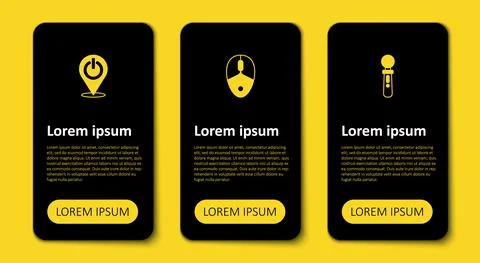 Set VR controller game, Computer mouse and Power button. Business infographic Stock Illustration