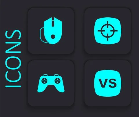Set VS Versus battle, Computer mouse, Target sport and Game controller joystick Illustrazione stock