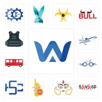Set of a &amp; w, savage, durga, 1 year warranty, hsc, bike, bus, dreamliner, bod Selección de ilustraciones gratis